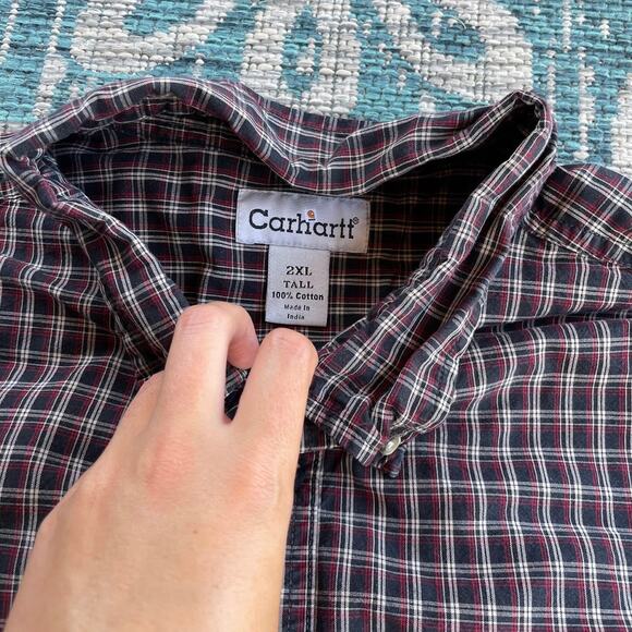 Carhartt Men's Tall Plaid Short Sleeve Button-Down Shirt - Size 2XL - Picture 5 of 7
